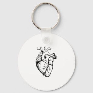 Llavero Arte de línea vintage de corazón anatómico
