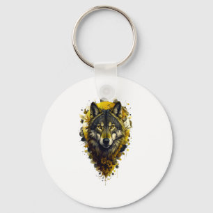 Llavero Arte de Lobo - Pegatina Amarilla