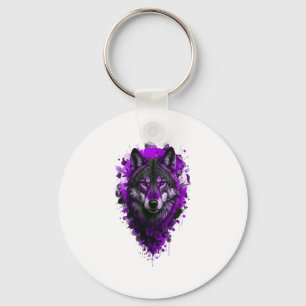 Llavero Arte de Lobo - Pegatina Morada