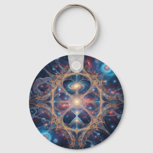 Llavero Arte de Mandala de Galaxia de Geometría Sagrada Có