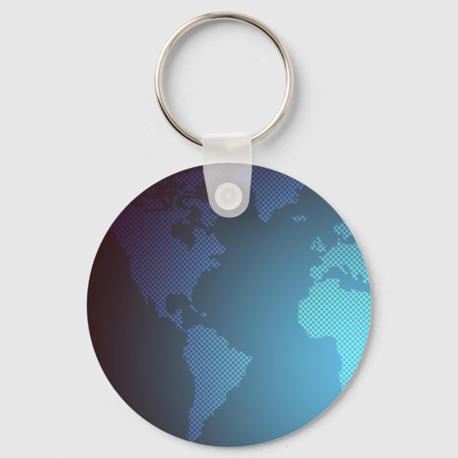 Llavero Arte de mapa mundial con gradiente de puntos digit (Anverso)