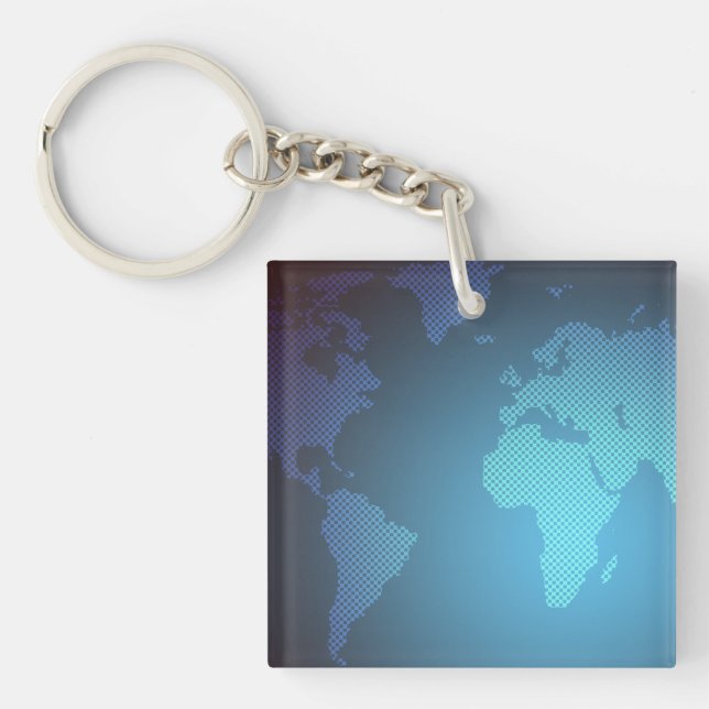 Llavero Arte de mapa mundial digital con gradiente de punt (Frente)