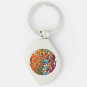 Llavero Arte de mármol naranja, verde, azul y morado