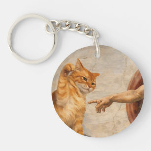 Llavero Arte de meme de gato divertido Creación de Adán co