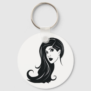 Llavero Arte de moda para una mujer hermosa de pelo largo