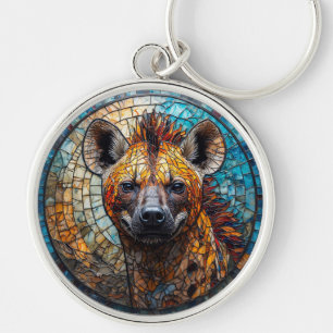 Llavero Arte de mosaico de vidrio teñido de hiena majestuo