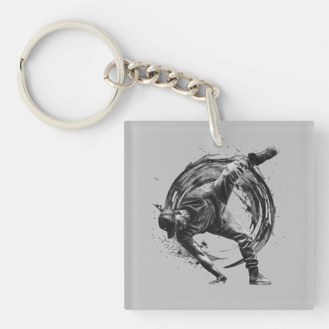 Llavero Arte de movimiento monocromo de estilo urbano (Frente)