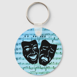 Llavero Arte de música azul une máscaras de teatro