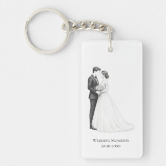 Llavero Arte de Novia y Novio Cara a Cara