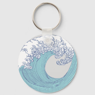 Llavero Arte de olas de surf Ukiyo-e japonés vintage Costa