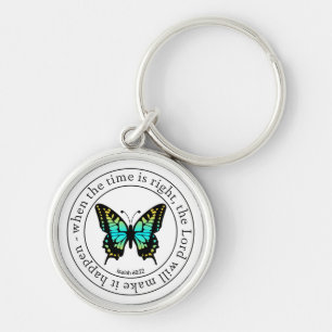 Llavero Arte de palabras de mariposa religiosa inspiradora