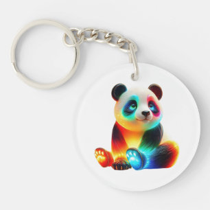 Llavero Arte de Panda Colorido Brillante – Panda de Luz Ne