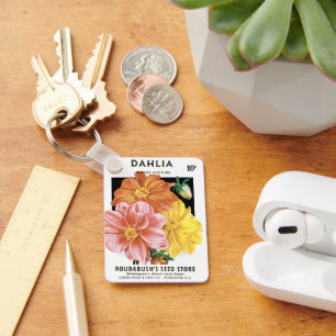 Llavero Arte de Paquete de Semillas Antiguas, Flores de Ja