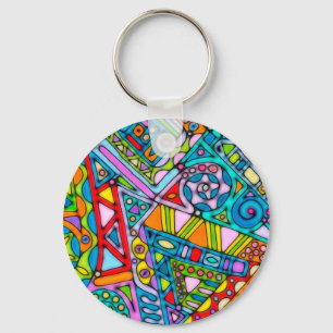 Llavero Arte de patrón pintado a mano y digitalmente 53