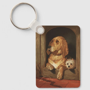 Llavero Arte de perro Bloodhound y Westie Victoriano vinta