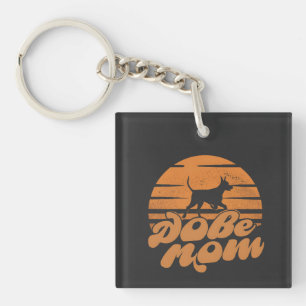 Llavero Arte de perro vintage Dobe Mom puesta de sol