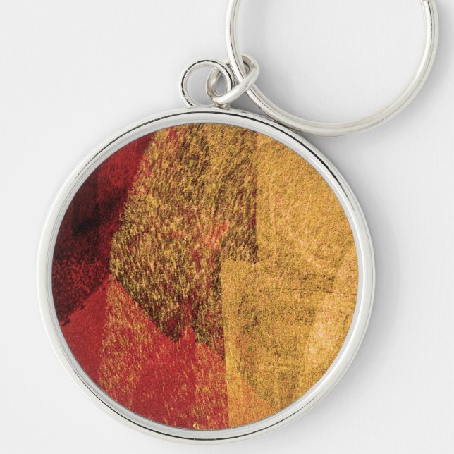 Llavero Arte de pincel de pintura abstracto amarillo rojo (Frente)