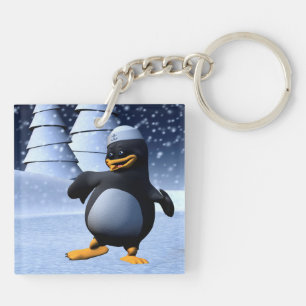 Llavero Arte de pingüino marinero de invierno adorable par