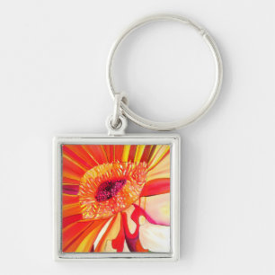 Llavero Arte de pintura de acuarela de flores de Gerbera r