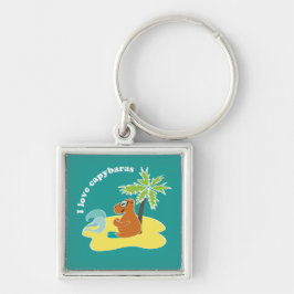 Llavero Arte de playa tropical amo los carpinchos