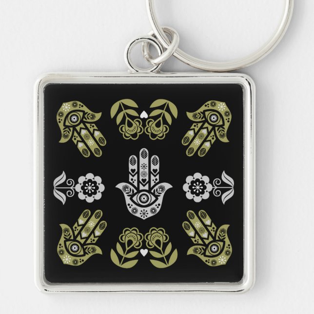 Llavero Arte de Protección de la Mano Hamsa (Frente)