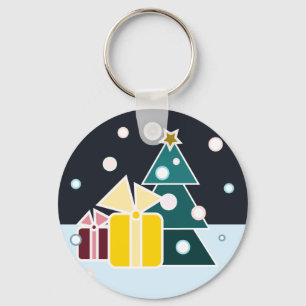Llavero Arte de regalos del árbol de Navidad retro escandi