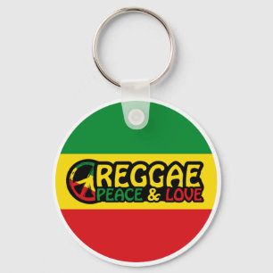 Llavero Arte de reggae con palabras positivas Paz y amor
