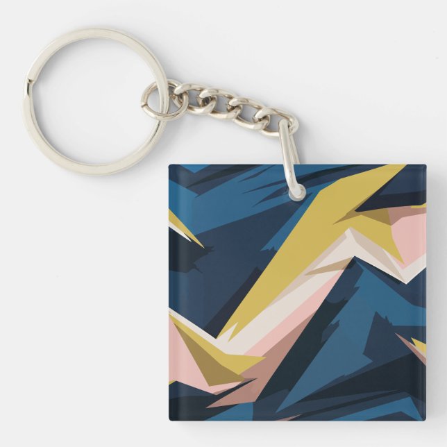 Llavero Arte de resumen geométrico dinámico (Frente)