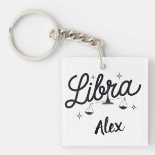 Llavero Arte de Rótulo Libra Zodiac personalizado