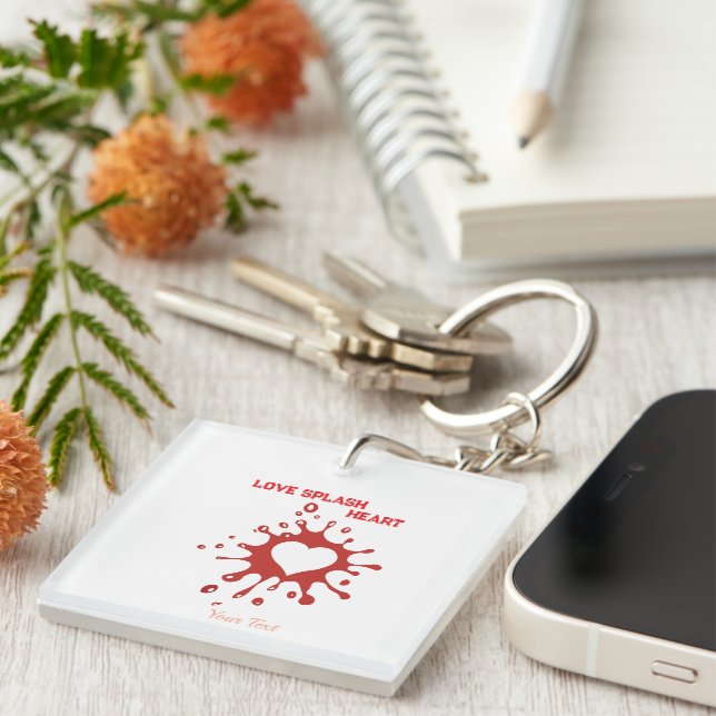 Llavero Arte de salpicadura de corazón – Diseño creativo d (Frente Derecha)