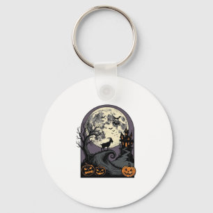 Llavero Arte de Silueta de Halloween Vintage Cabra Embruja