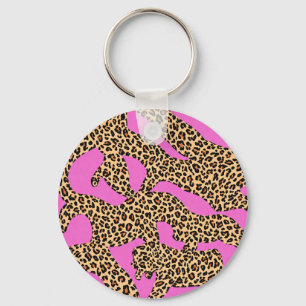Llavero Arte de silueta de leopardo vibrante