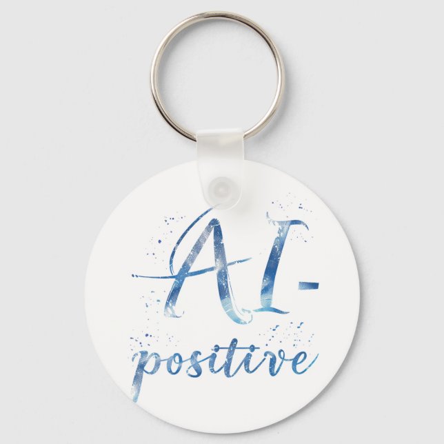 Llavero Arte de texto positivo para IA (Anverso)