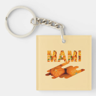 Llavero Arte de tipografía naranja MAMI