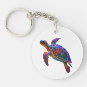 Llavero Arte de Tortuga Marina Brillante - Reptil Subacuát