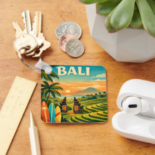 Llavero Arte de Viaje Retro Tropical de Bali