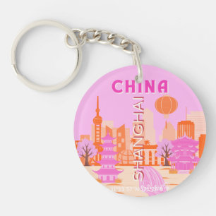 Llavero Arte de Viaje Rosa Shanghai China