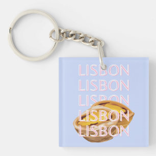 Llavero Arte de viajes de Lisboa, Azul, Portugal, Pastel