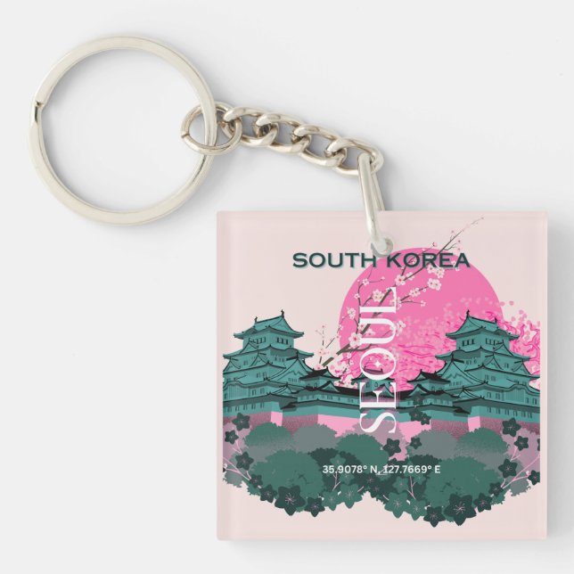 Llavero Arte de viajes en Seúl, Corea del Sur (Frente)
