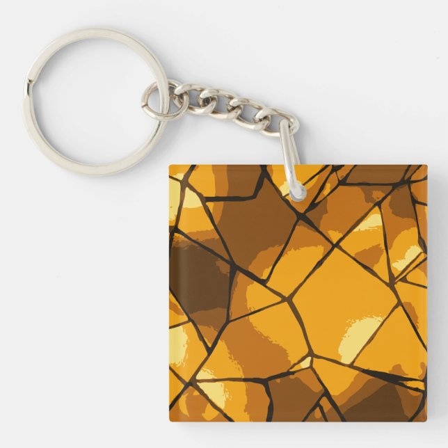 Llavero Arte de vidrio de mosaico dorado (Frente)