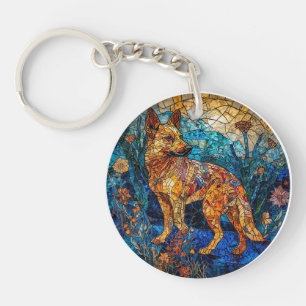 Llavero Arte de vidrio emplomado de perro Kai Ken