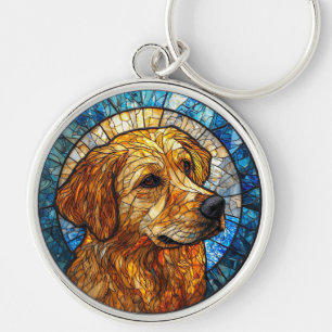 Llavero Arte de vidrio emplomado de Retriever Dorado