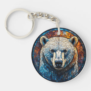 Llavero Arte de vidrio emplomado del majestuoso oso polar
