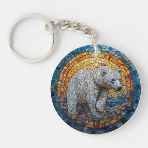 Llavero Arte de vidrio emplomado del majestuoso oso polar