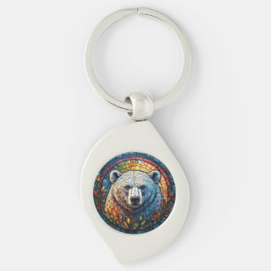 Llavero Arte de vidrio emplomado del majestuoso oso polar