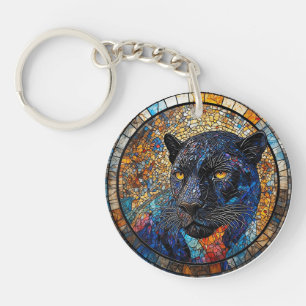 Llavero Arte de vidrio emplomado del majestuoso panther