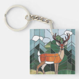 Llavero Arte De Vidrio Manchado, Arte De Venado De Estilo 