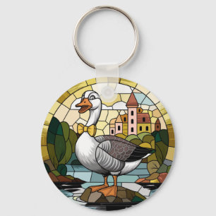 Llavero Arte de Vidrio Teñido, Vidrio Teñido Silly Goose
