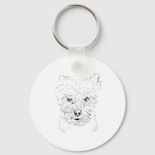 Llavero Arte de Yorkshire Terrier, Dibujo Minimalista de L