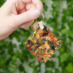 Llavero Arte Deco Antiguo, Diana y sus Ninfas o la Caza